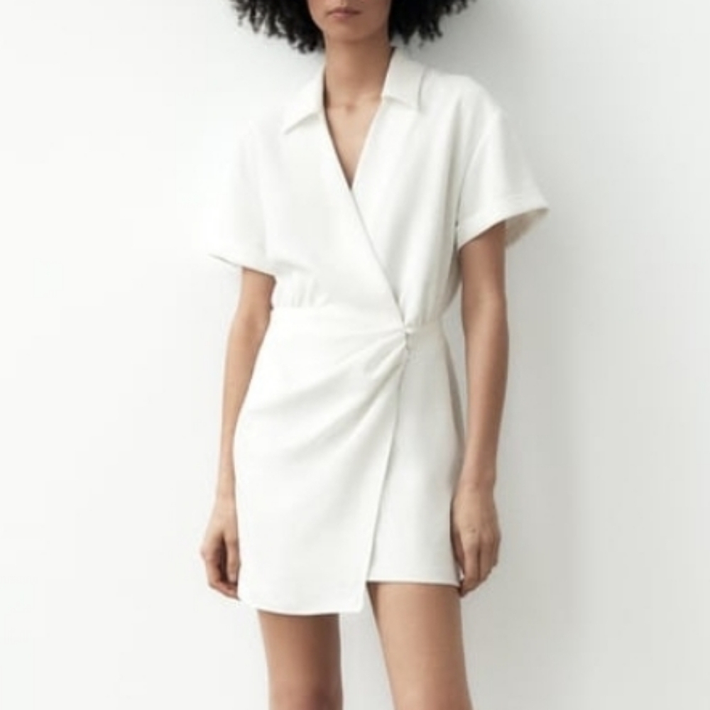 ZARA short wrap front dress - oyster color